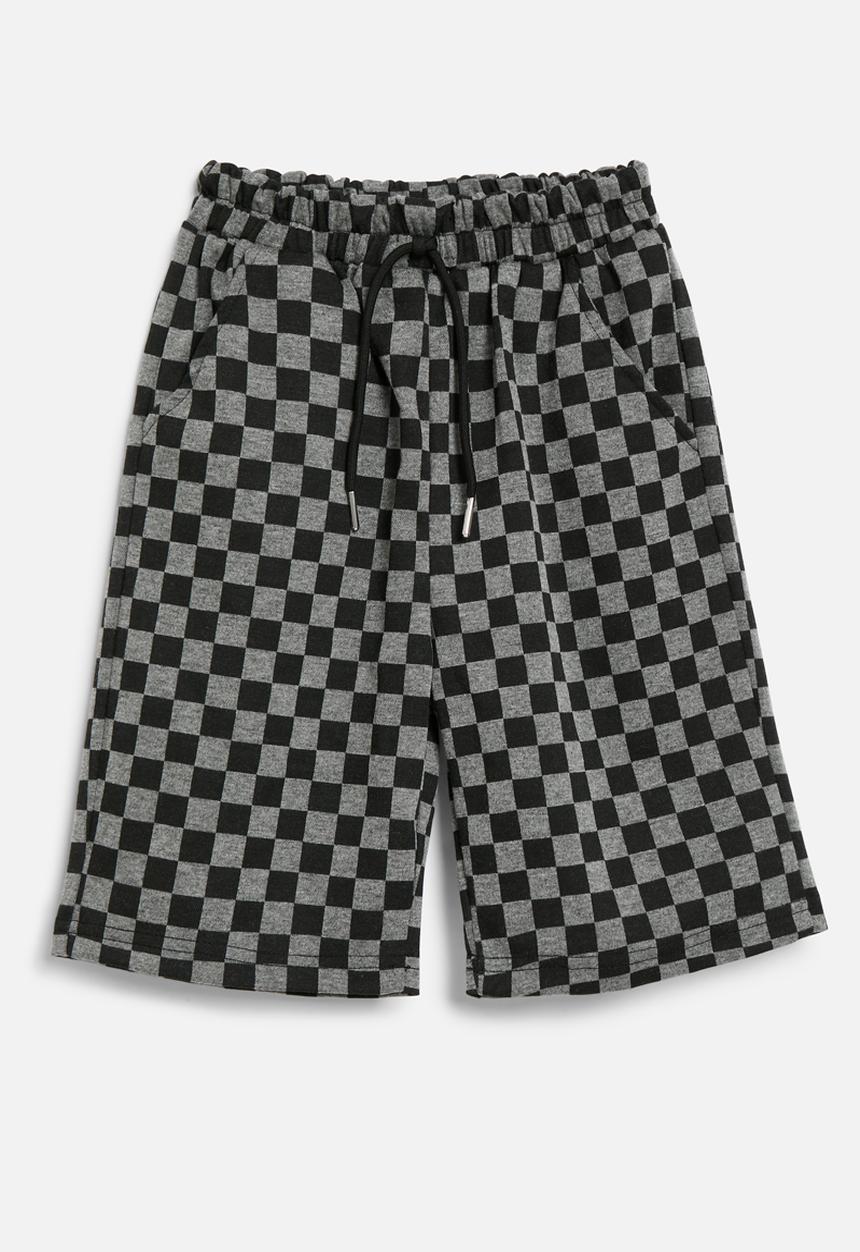 Pop Candy - Checker board shorts - black & grey 