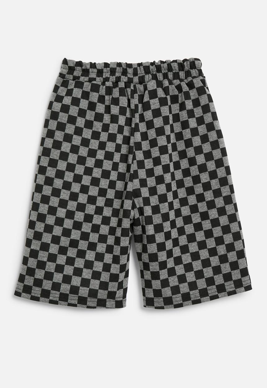 Pop Candy - Checker board shorts - black & grey 