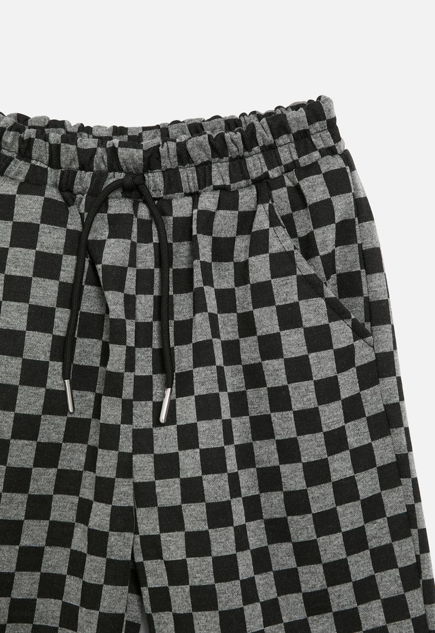 Pop Candy - Checker board shorts - black & grey 