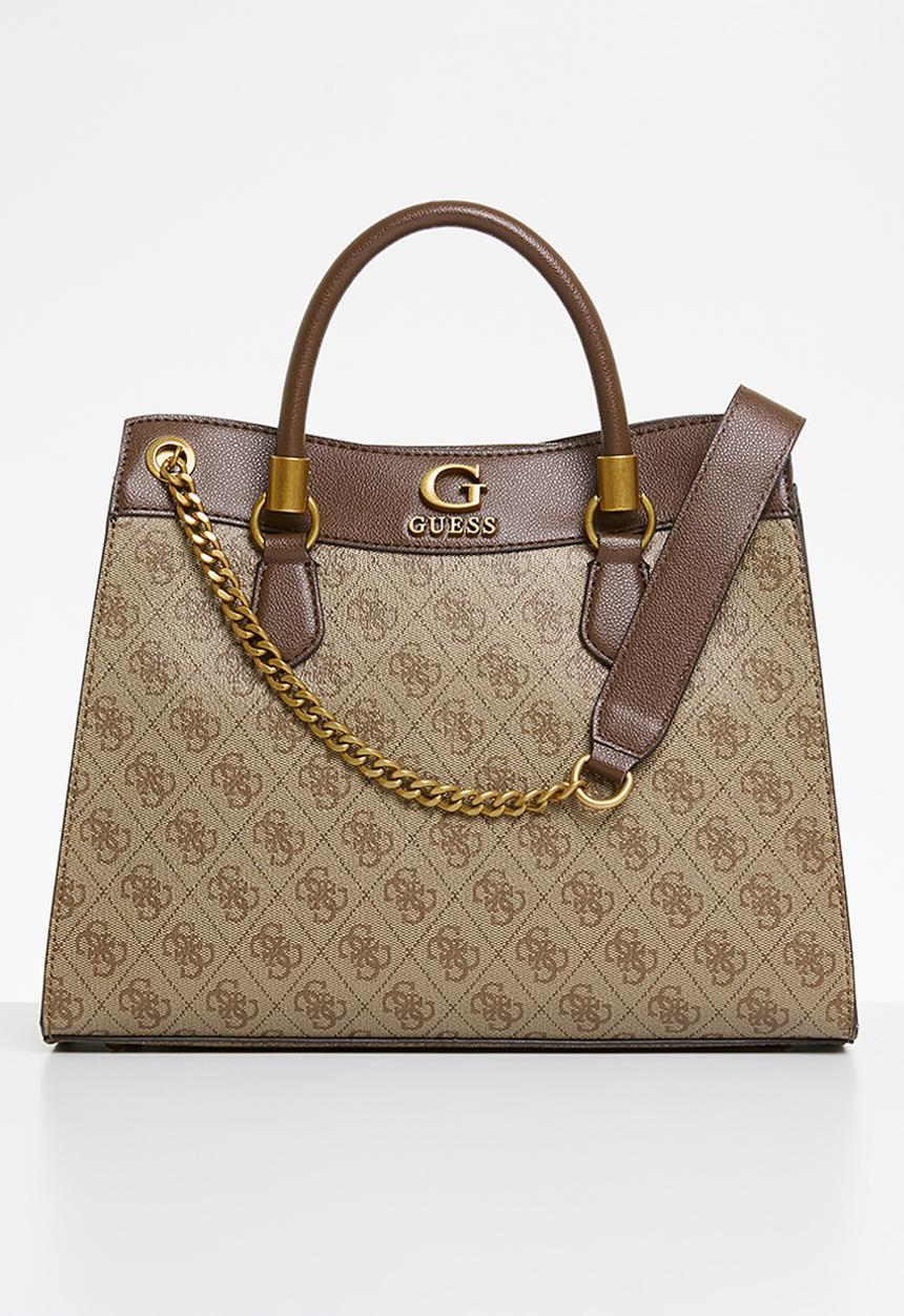 GUESS - Nell logo girlfriend satchel bag - brown 