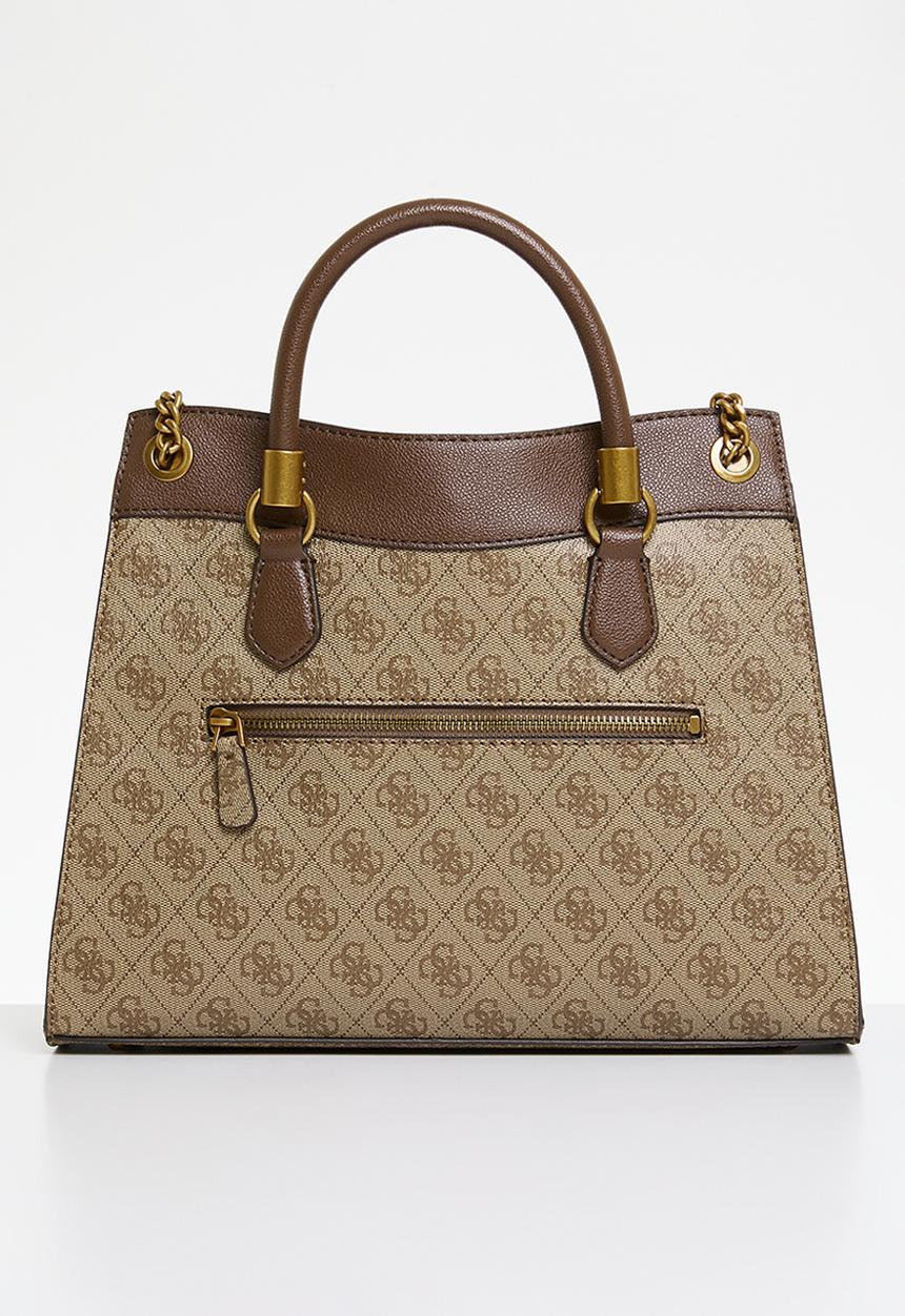 GUESS - Nell logo girlfriend satchel bag - brown 