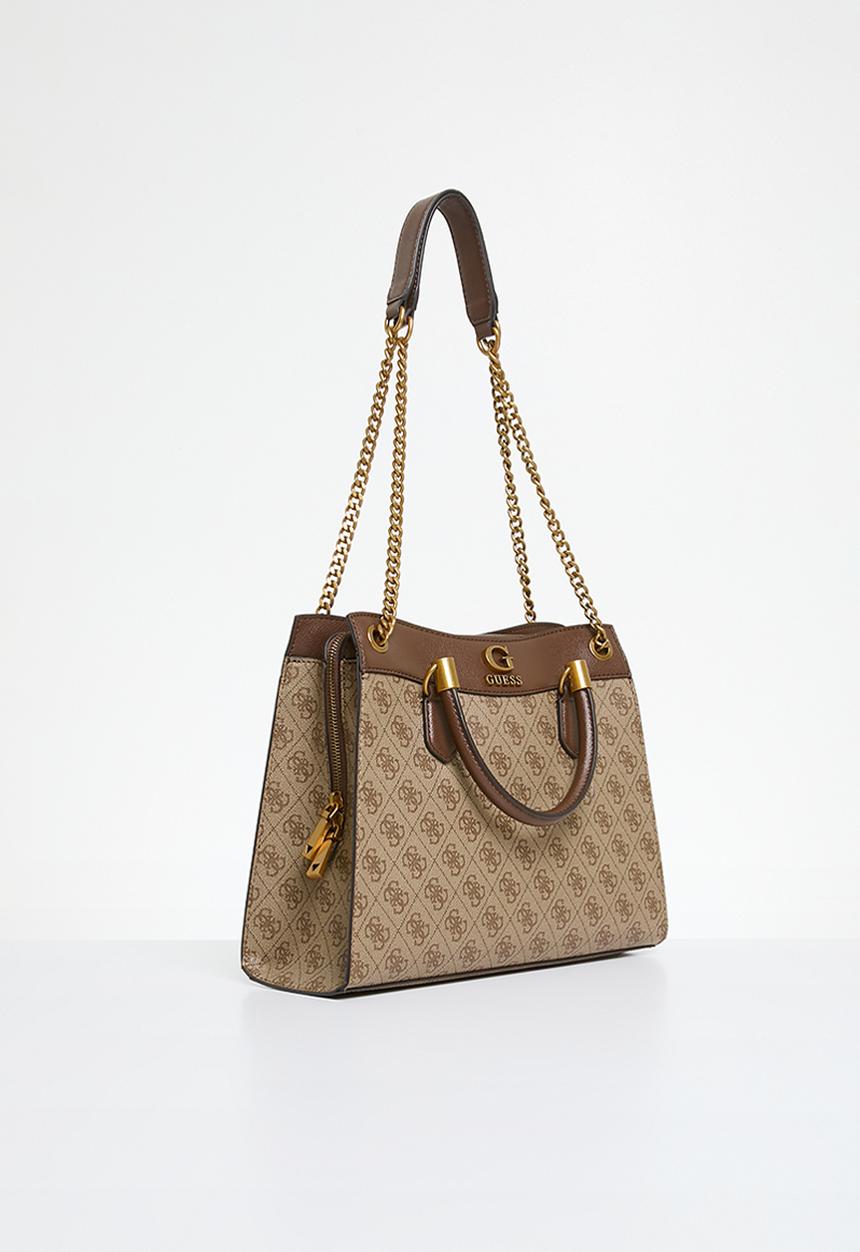 GUESS - Nell logo girlfriend satchel bag - brown 
