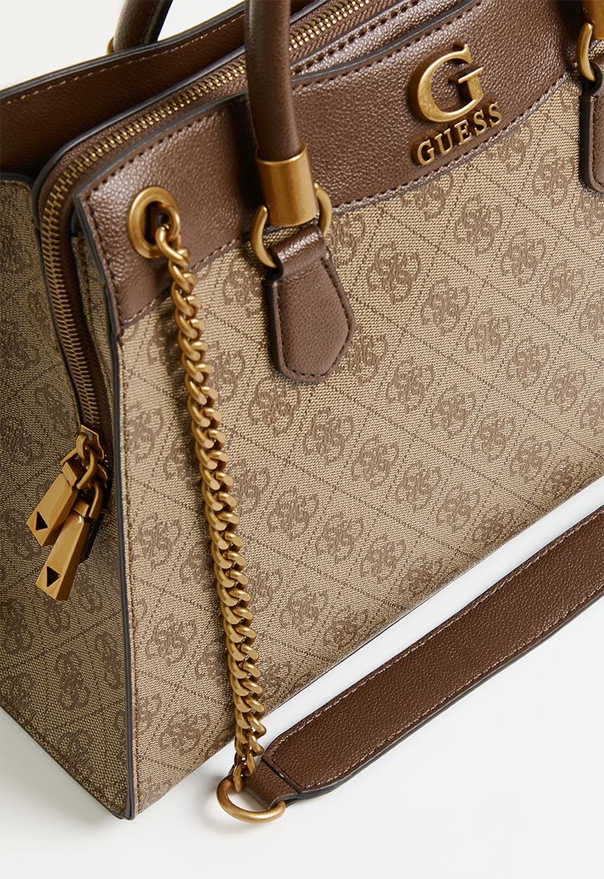GUESS - Nell logo girlfriend satchel bag - brown 