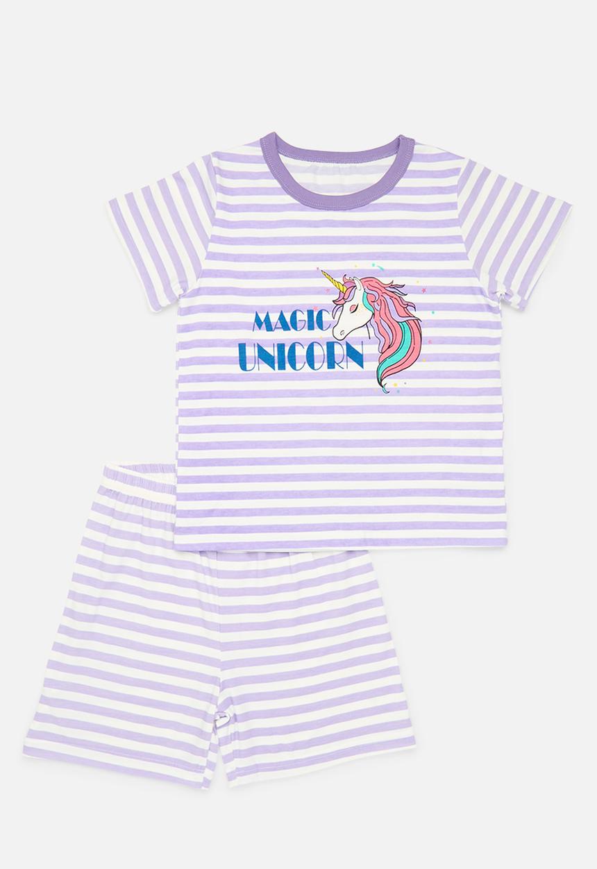 Pop Candy - Striped pj set - lilac & white