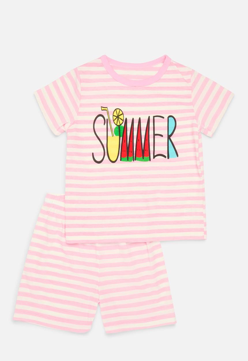 Pop Candy - Striped pj set - pink & white