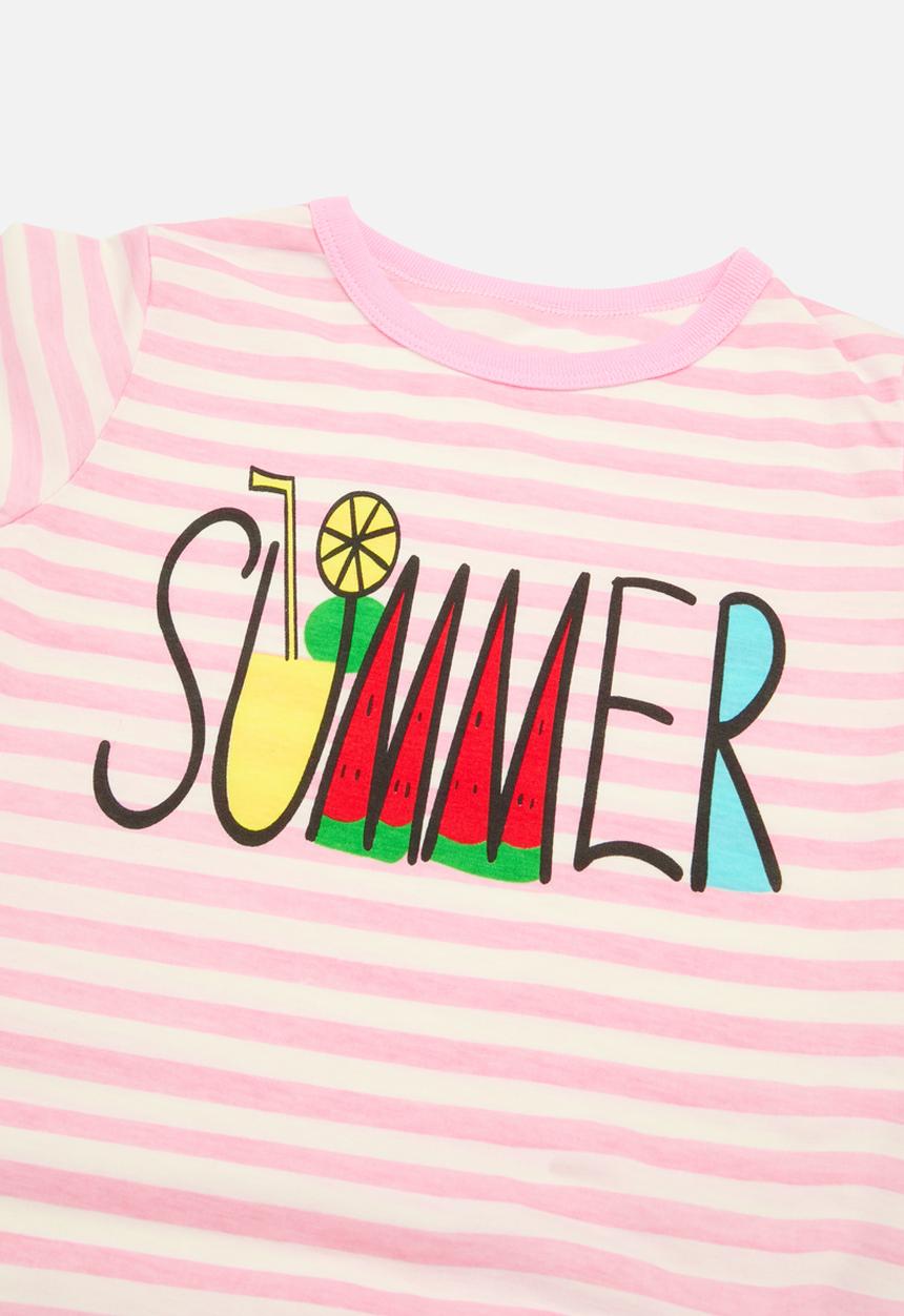 Pop Candy - Striped pj set - pink & white