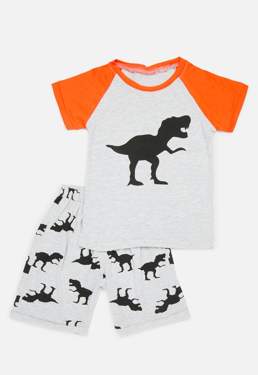 Pop Candy - Raglan sleeve pj set - orange & grey