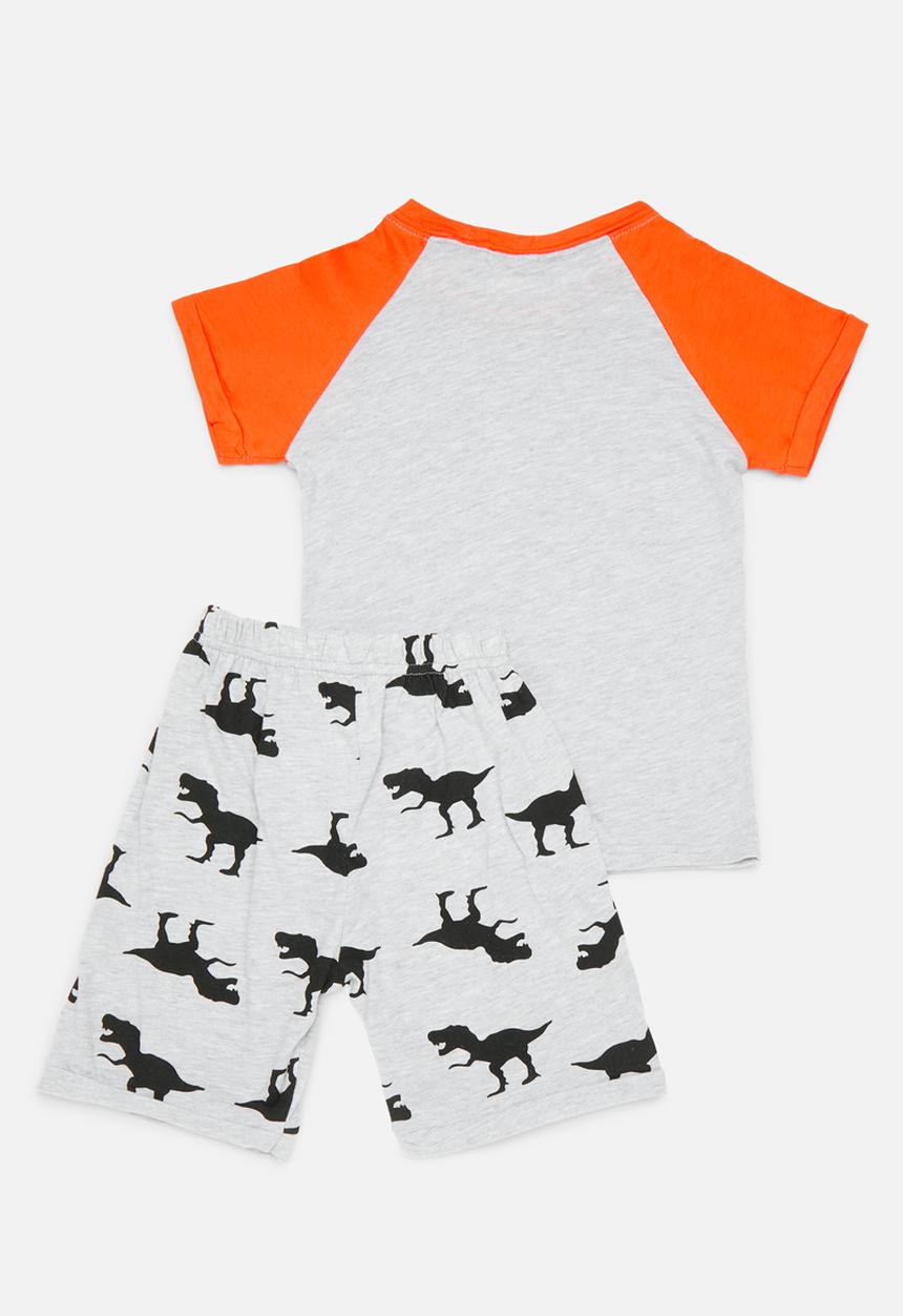 Pop Candy - Raglan sleeve pj set - orange & grey