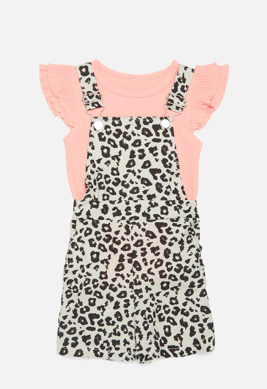 Pop Candy - Printed pinafore dress and top set - multi