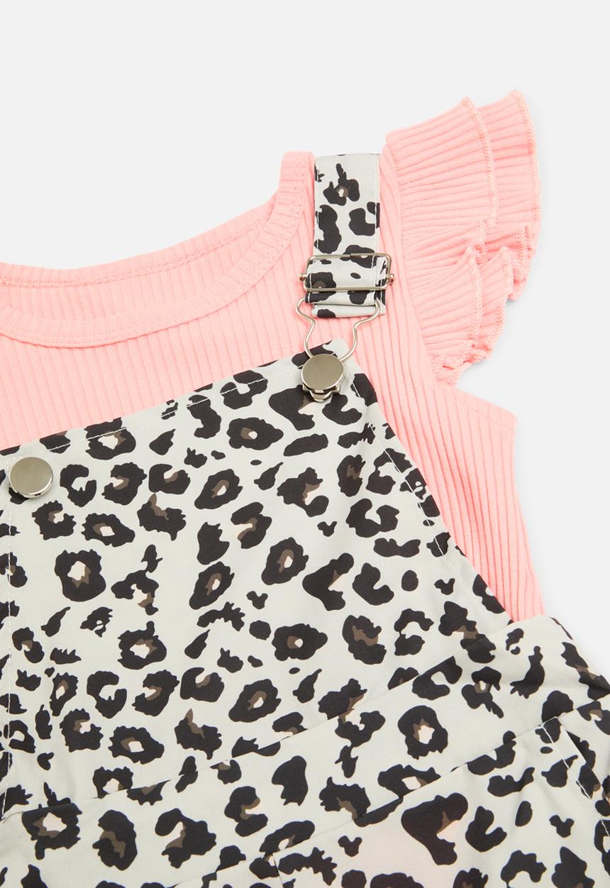 Pop Candy - Printed pinafore dress and top set - multi