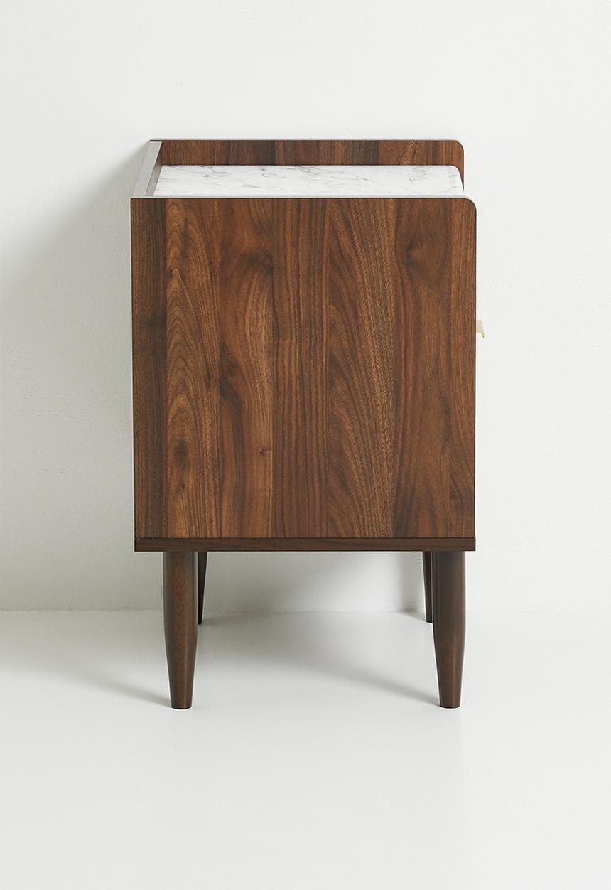 Sixth Floor - Draco marble look bedside table- Walnut