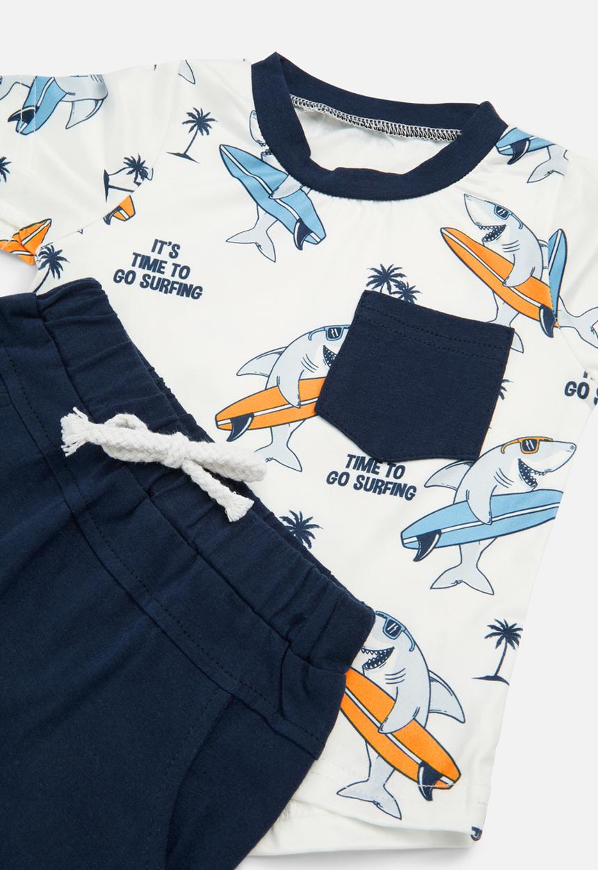Pop Candy - Tee & bottom set - blue & white
