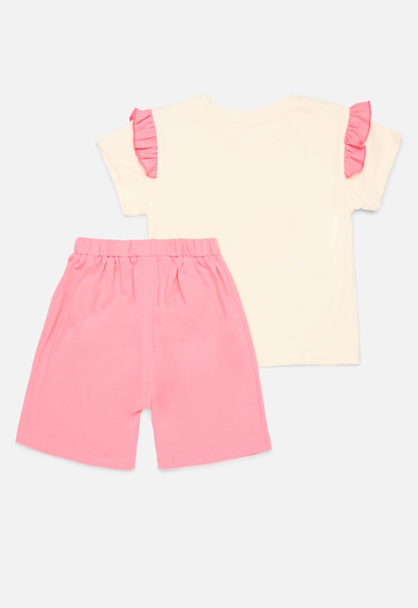 Pop Candy - Printed top and bottom set - pink & ecru