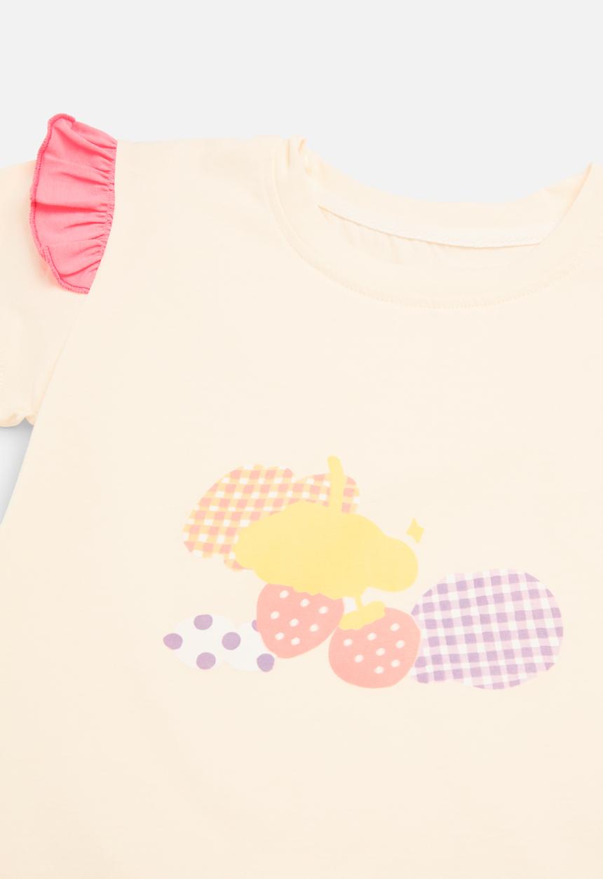Pop Candy - Printed top and bottom set - pink & ecru