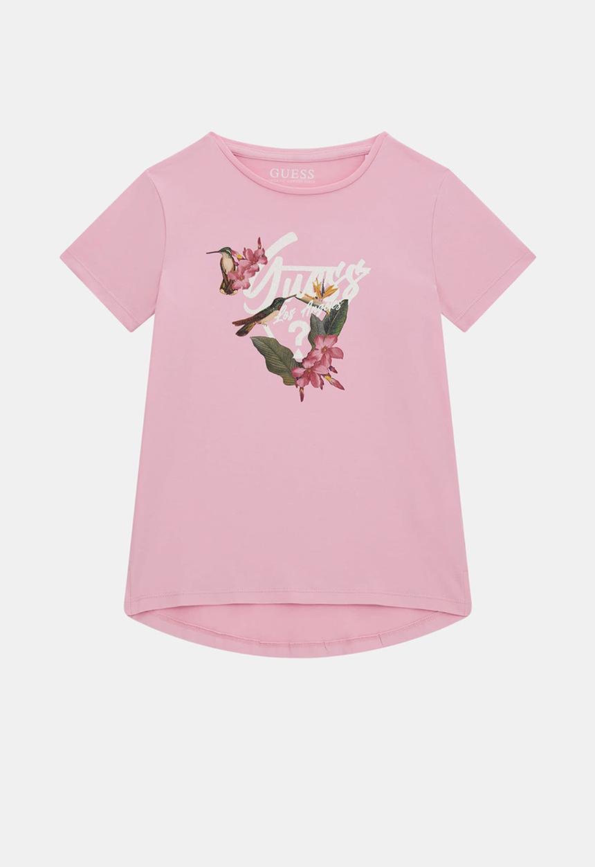 GUESS - High low ss t-shirt - wild tulip