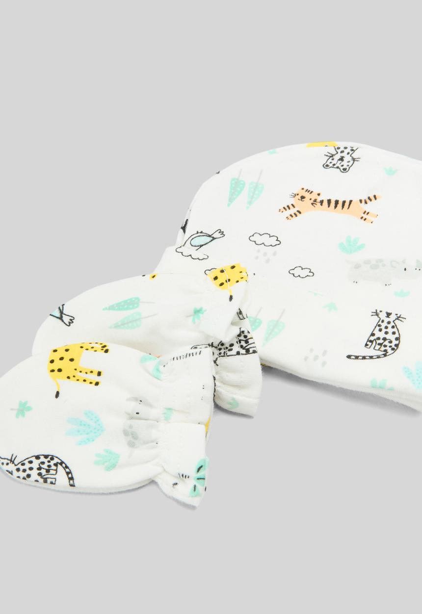 Pop Candy - Printed hat & mitten set - white