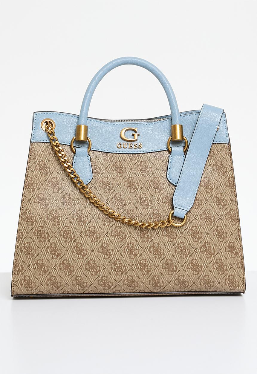GUESS - Nell logo girlfriend satchel bag -latte logo/blue