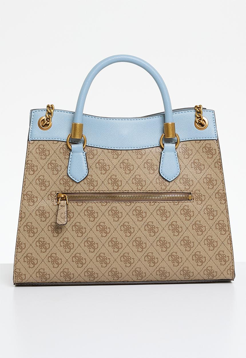 GUESS - Nell logo girlfriend satchel bag -latte logo/blue