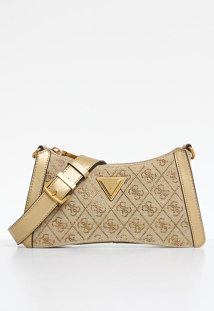 GUESS - Dili top zip shoulder bag-latte logo