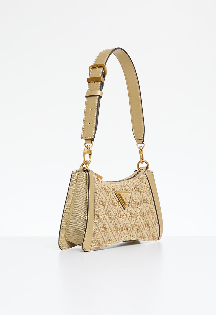 GUESS - Dili top zip shoulder bag-latte logo