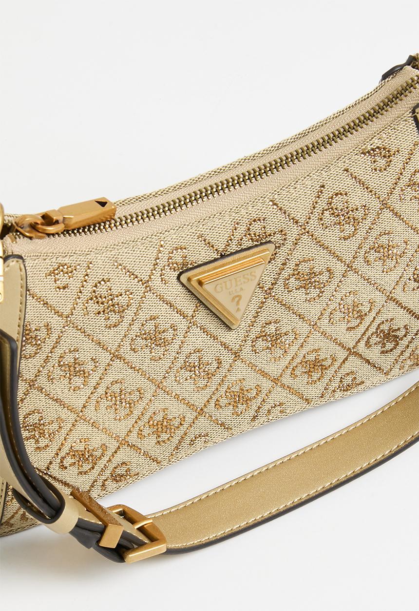 GUESS - Dili top zip shoulder bag-latte logo