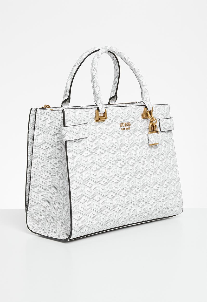 GUESS - Atene society satchel bag - white logo