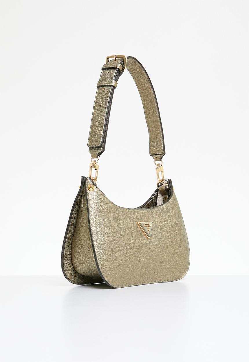 GUESS - Meridian mini top zip shoulder bag - pewter