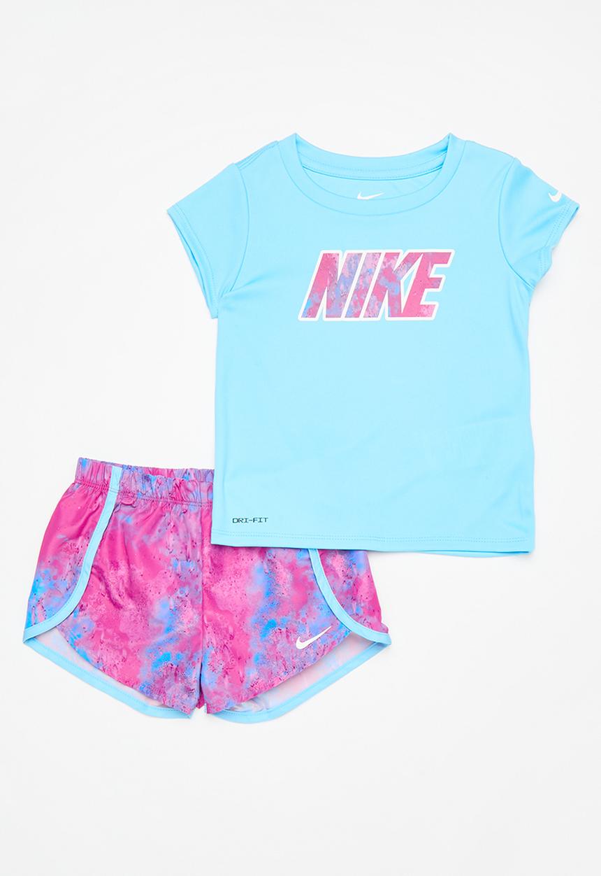 Nike - Nkg dri-fit tee & sprinter set - playful pink & blue 