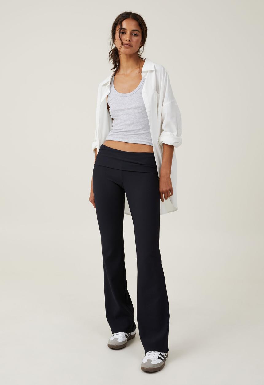 Cotton On - Bella Bootleg Rib Pant - Black
