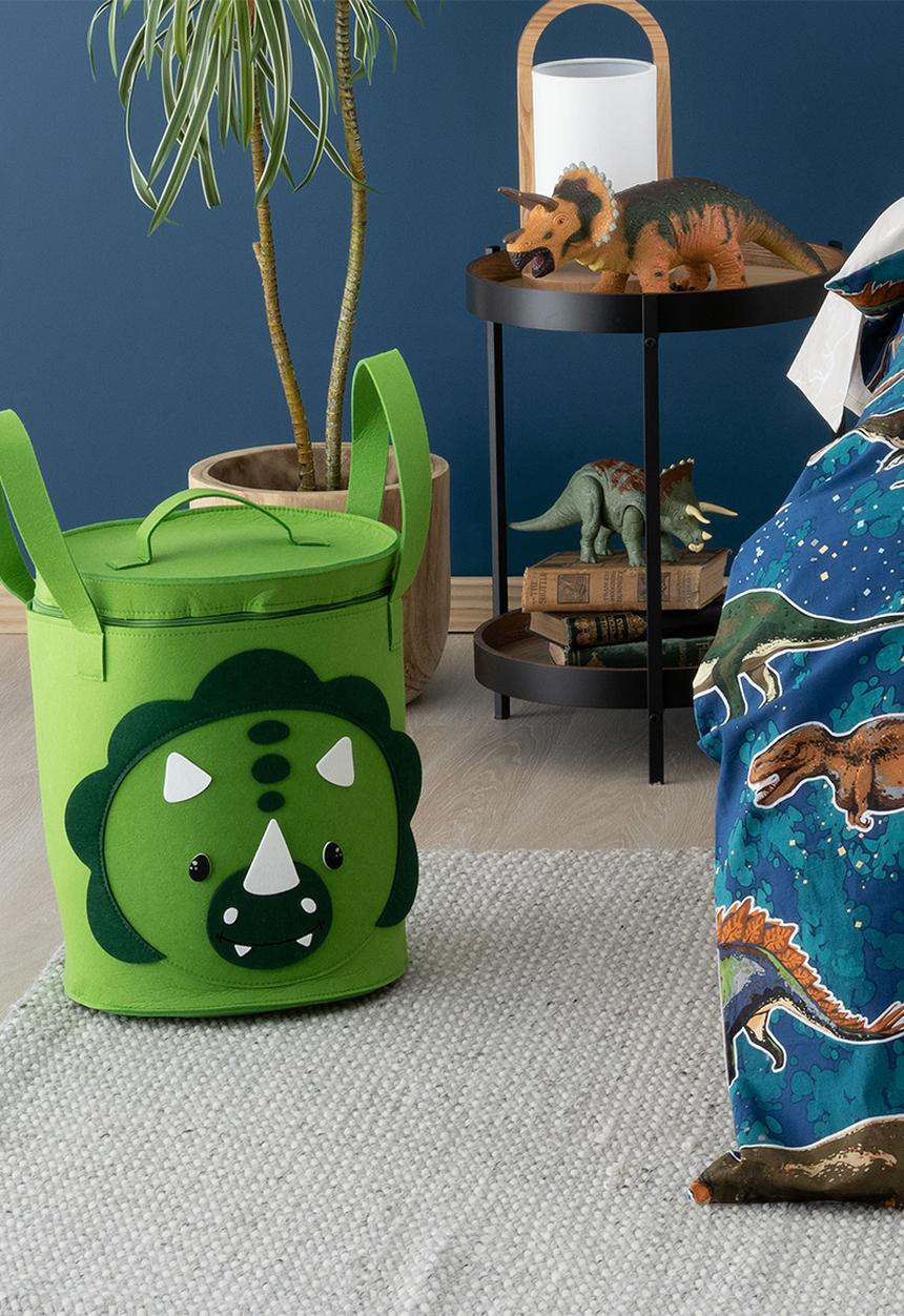Linen House - Dino storage basket - Green