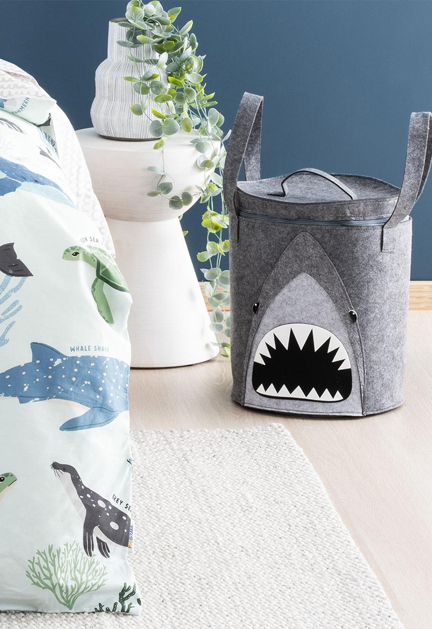 Linen House - Shark storage basket - charcoal