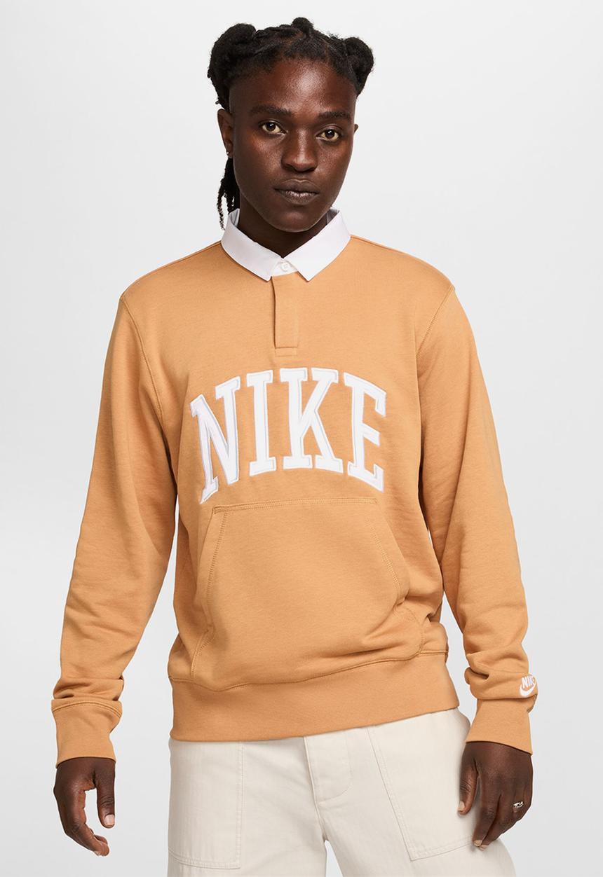 Nike - Nike Club Fleece Long-Sleeve Fleece Polo - flax/white