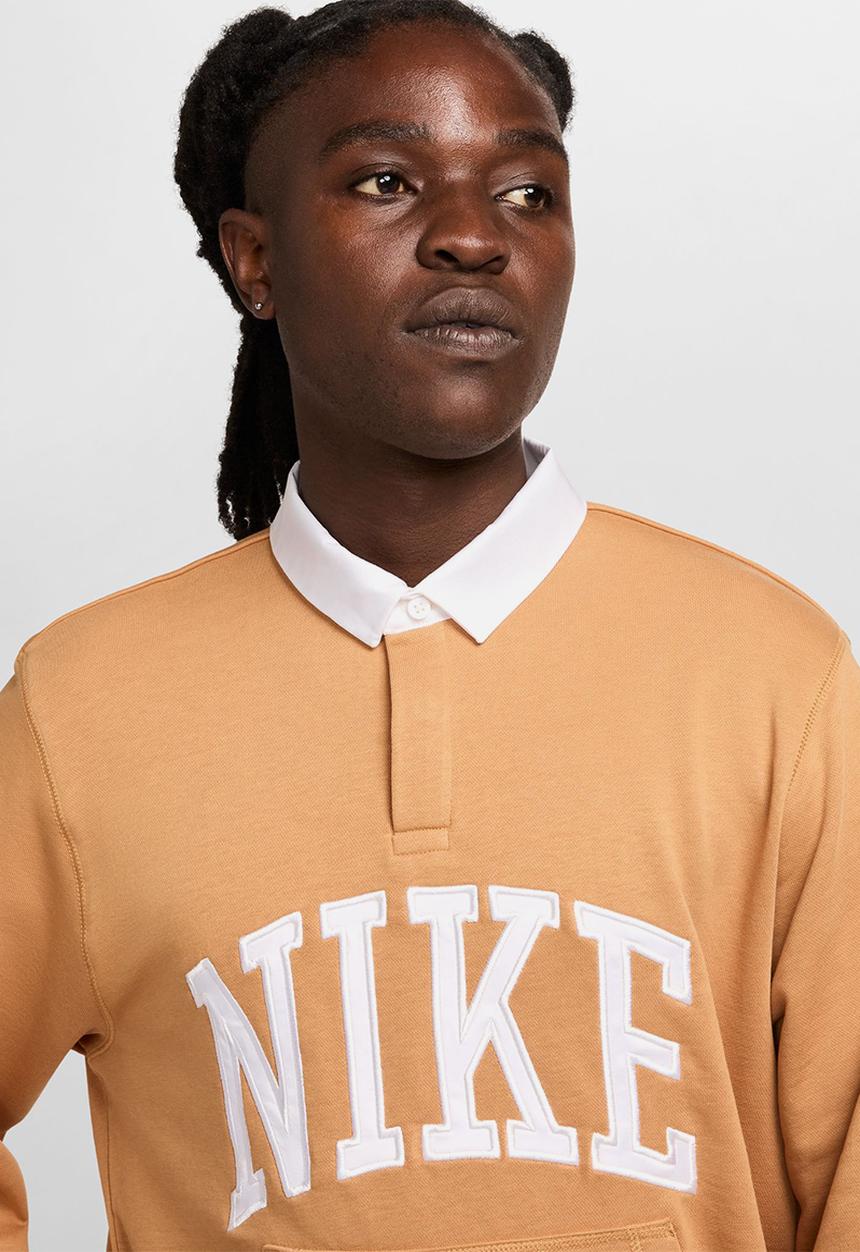 Nike - Nike Club Fleece Long-Sleeve Fleece Polo - flax/white