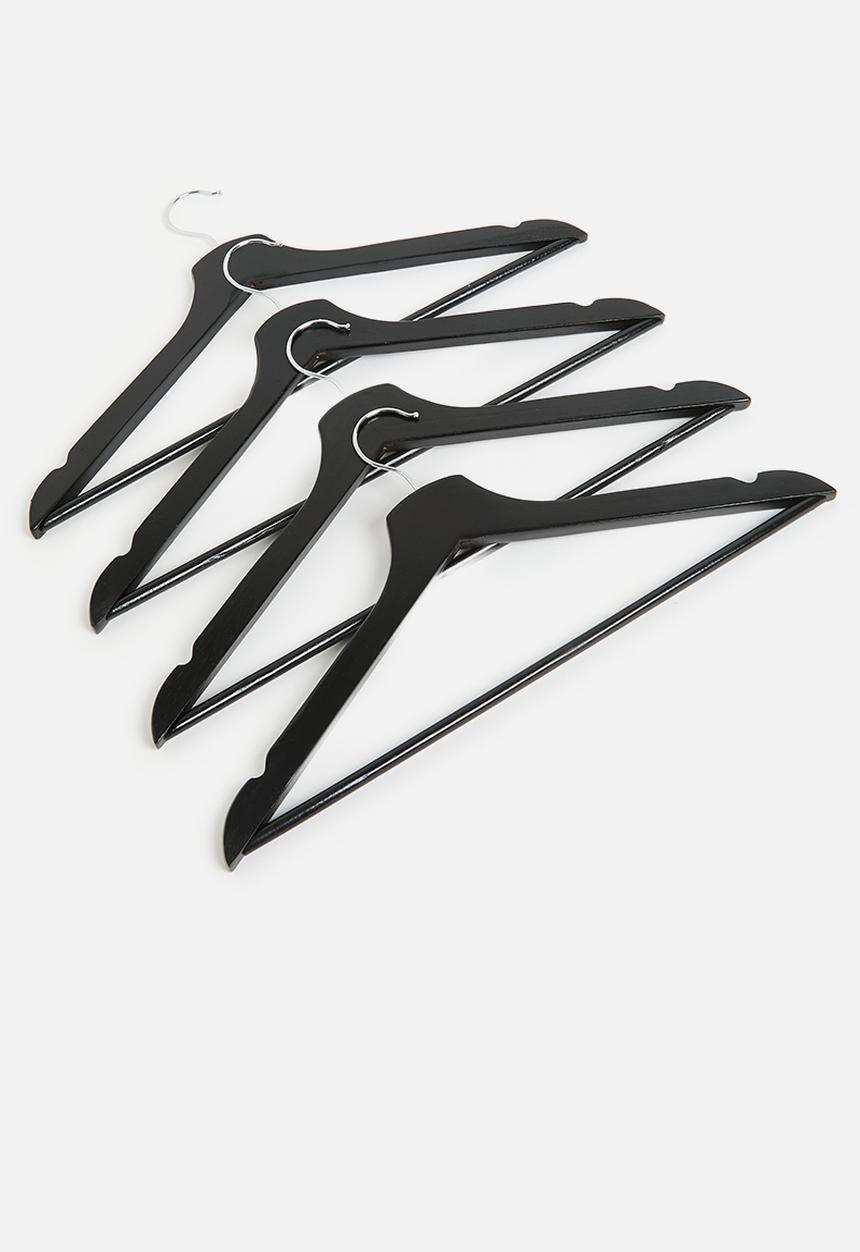 Storage Solutions - Basic wood clothes hanger set of 4 - black