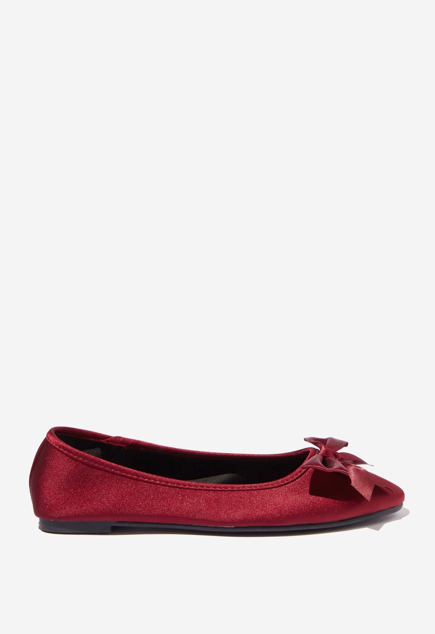 Cotton On - Emma bow ballerina - cherry satin bow