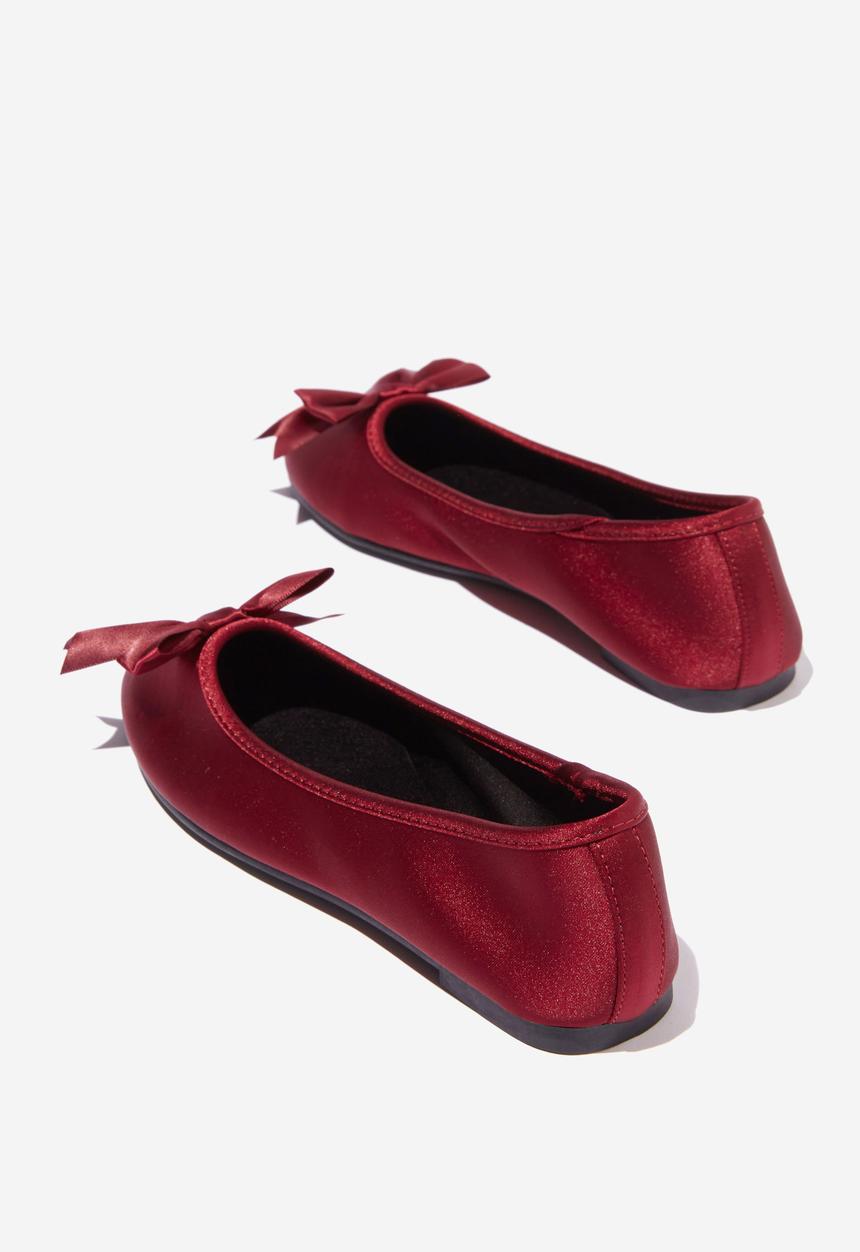 Cotton On - Emma bow ballerina - cherry satin bow
