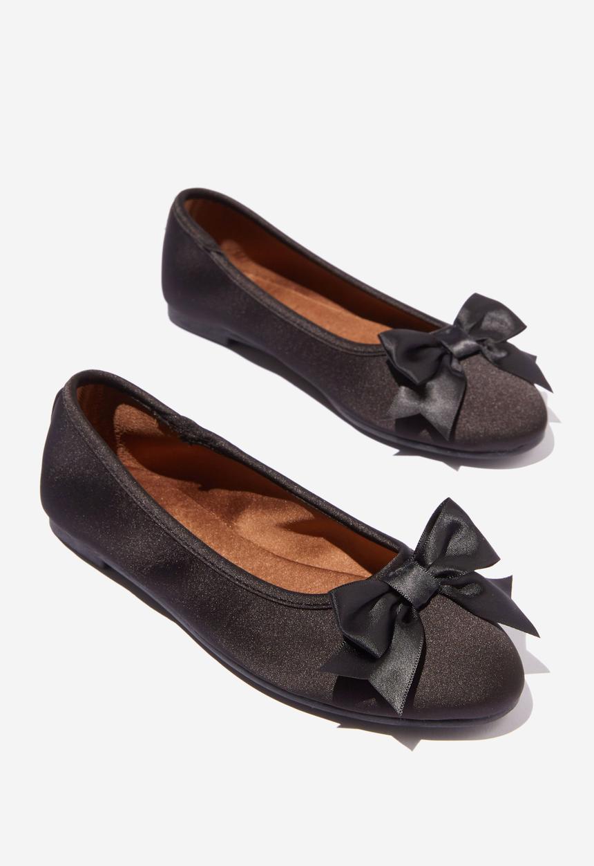Cotton On - Emma bow ballerina - black satin bow
