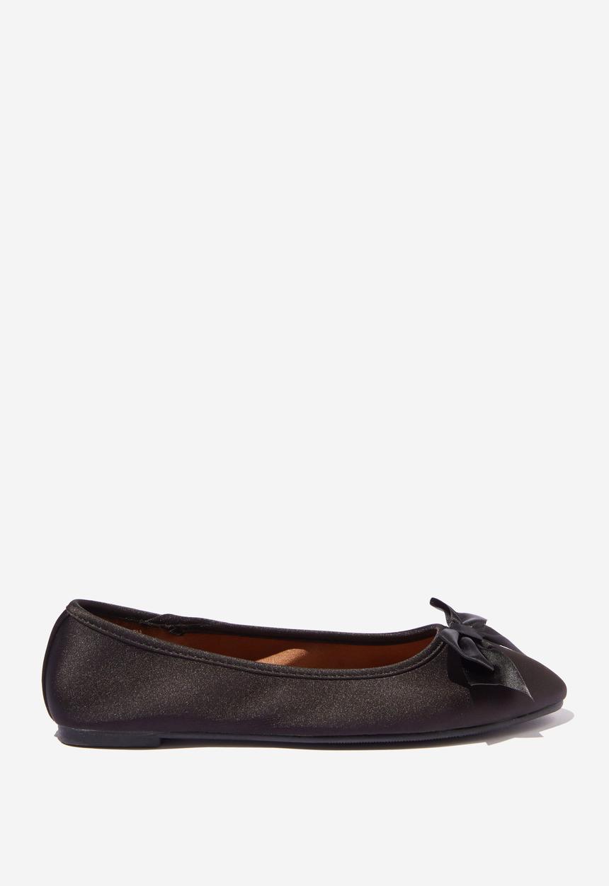 Cotton On - Emma bow ballerina - black satin bow