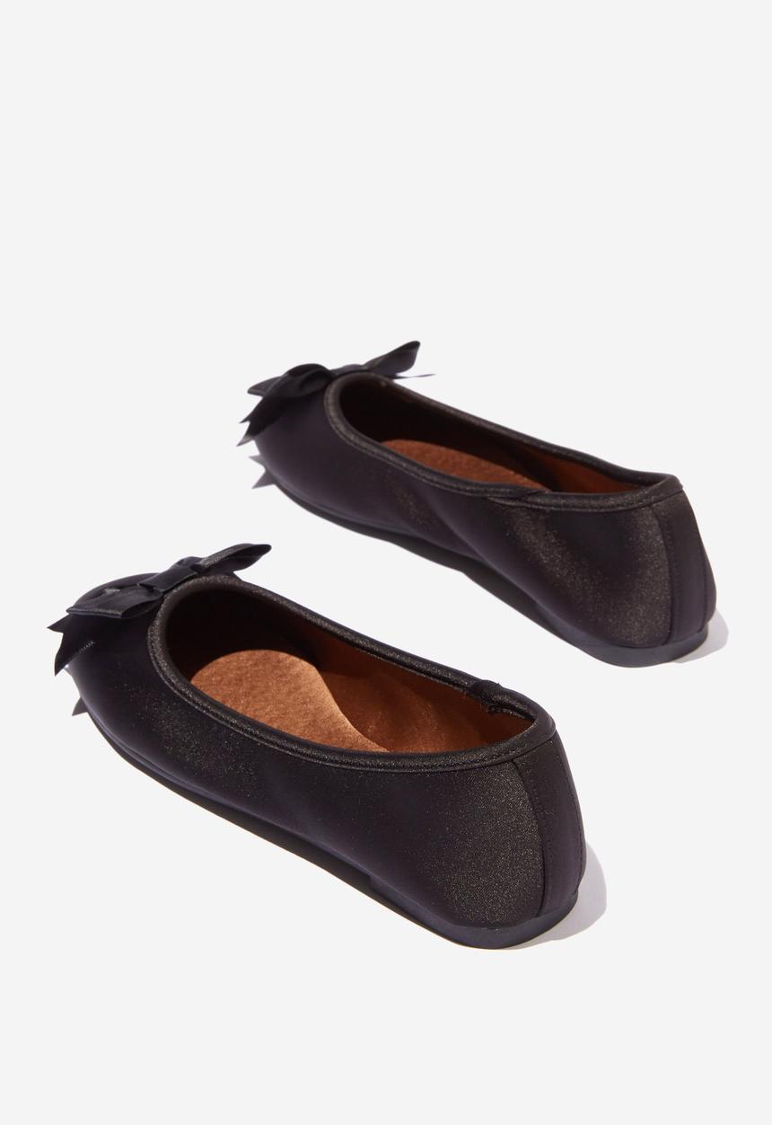 Cotton On - Emma bow ballerina - black satin bow