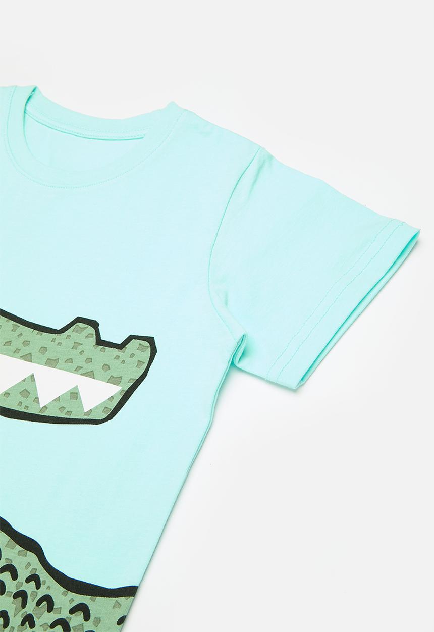 Pop Candy - Printed tee & short set-blue & green