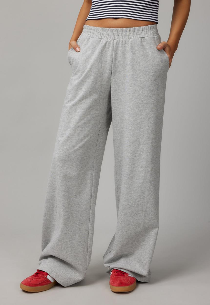 Wide Leg Trackpant - Grey Marle 1