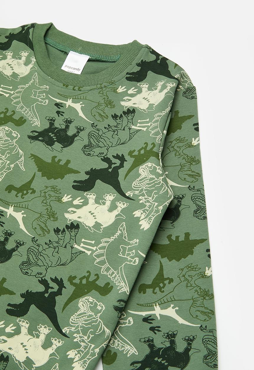Pop Candy - Printed sweat top and pants set-green & navy