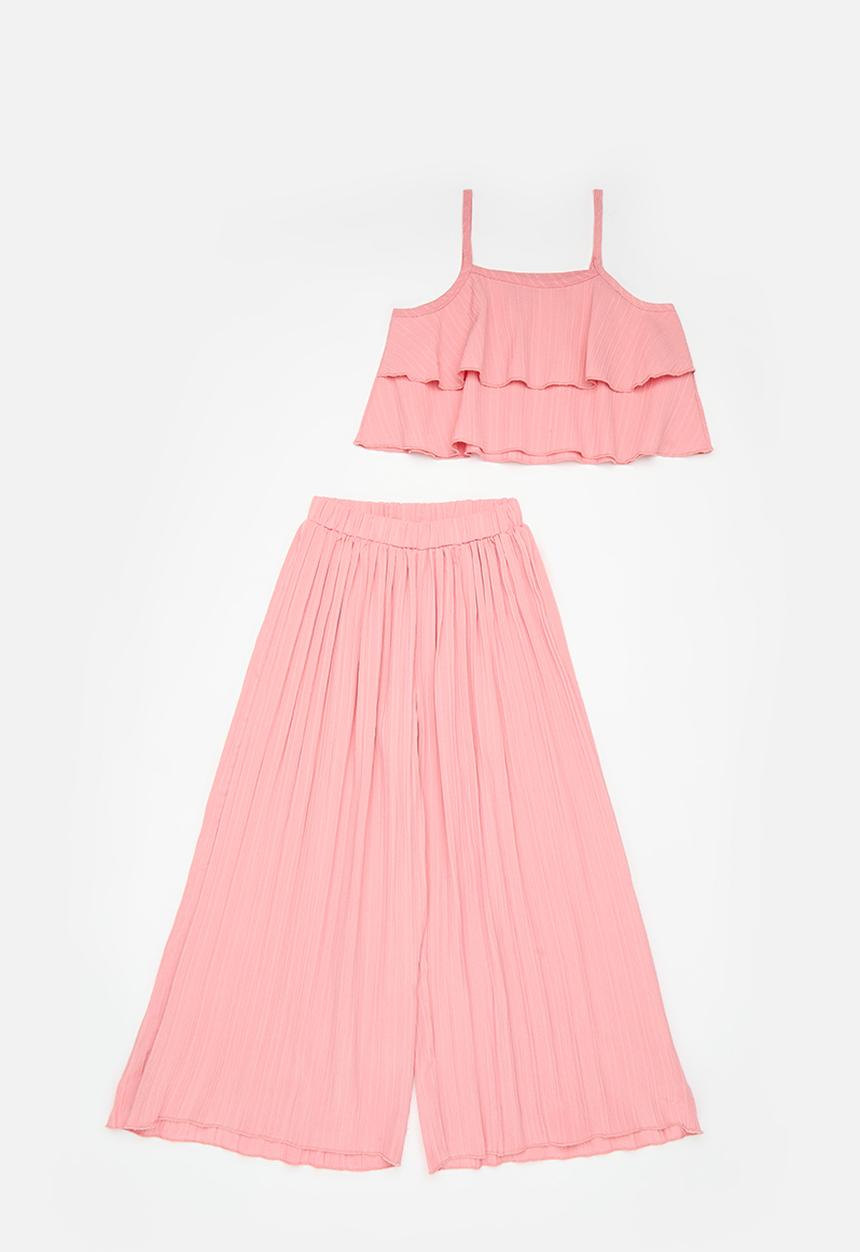 Pop Candy - Cropped cami & pants set-pink