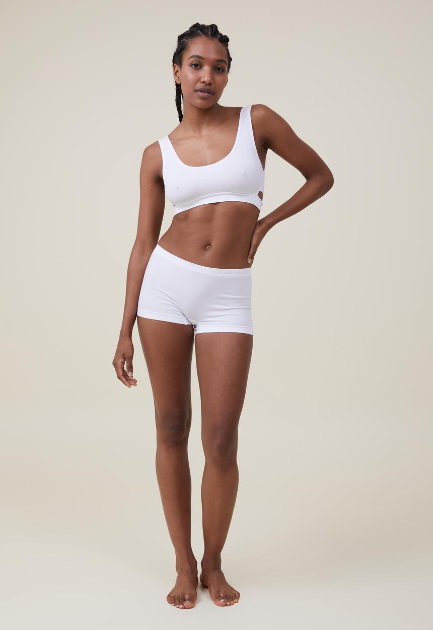 Cotton On - Seamless Light Weight Boyshort Brief - White Debossed
