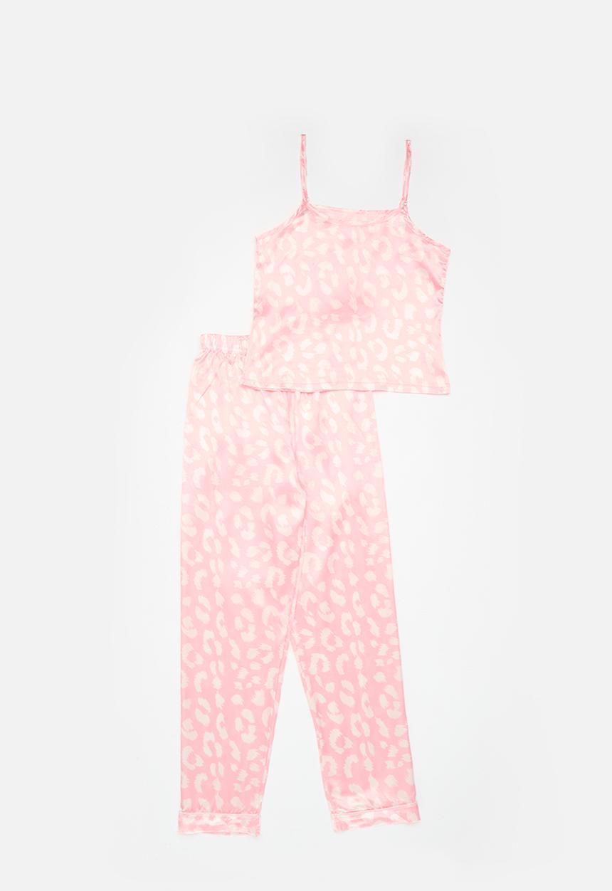 Pop Candy - Cami vest pj set-pink & white