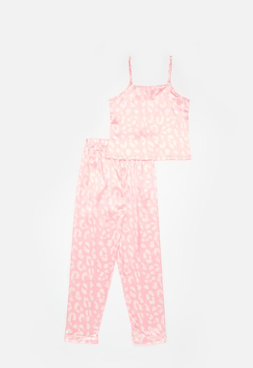 Pop Candy - Cami vest pj set-pink & white