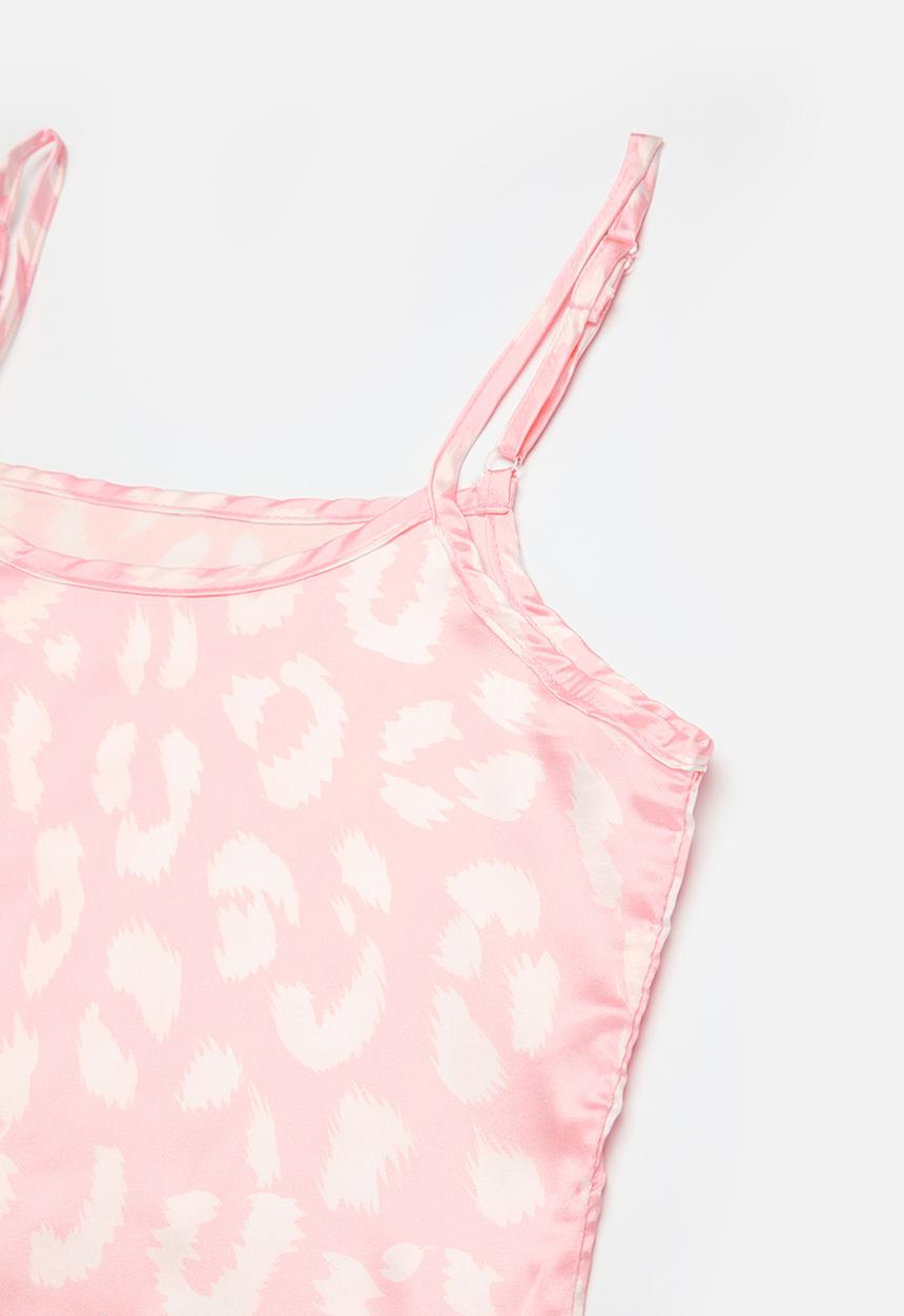 Pop Candy - Cami vest pj set-pink & white