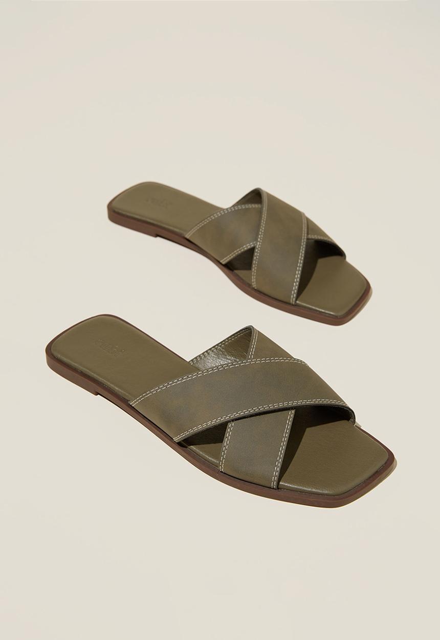 Cotton On - Cloverly crossover slide - khaki nubuck