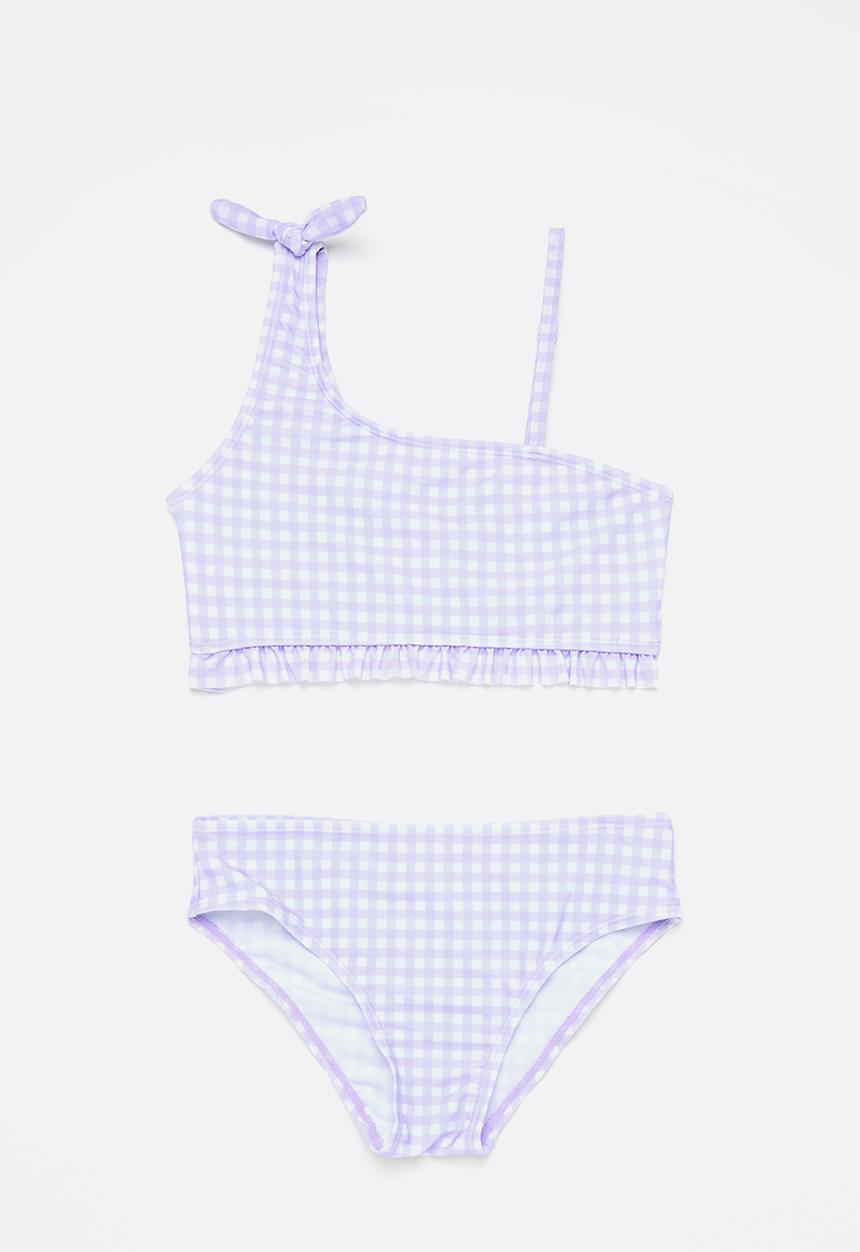 Pop Candy - Gingham bikini set - purple & white