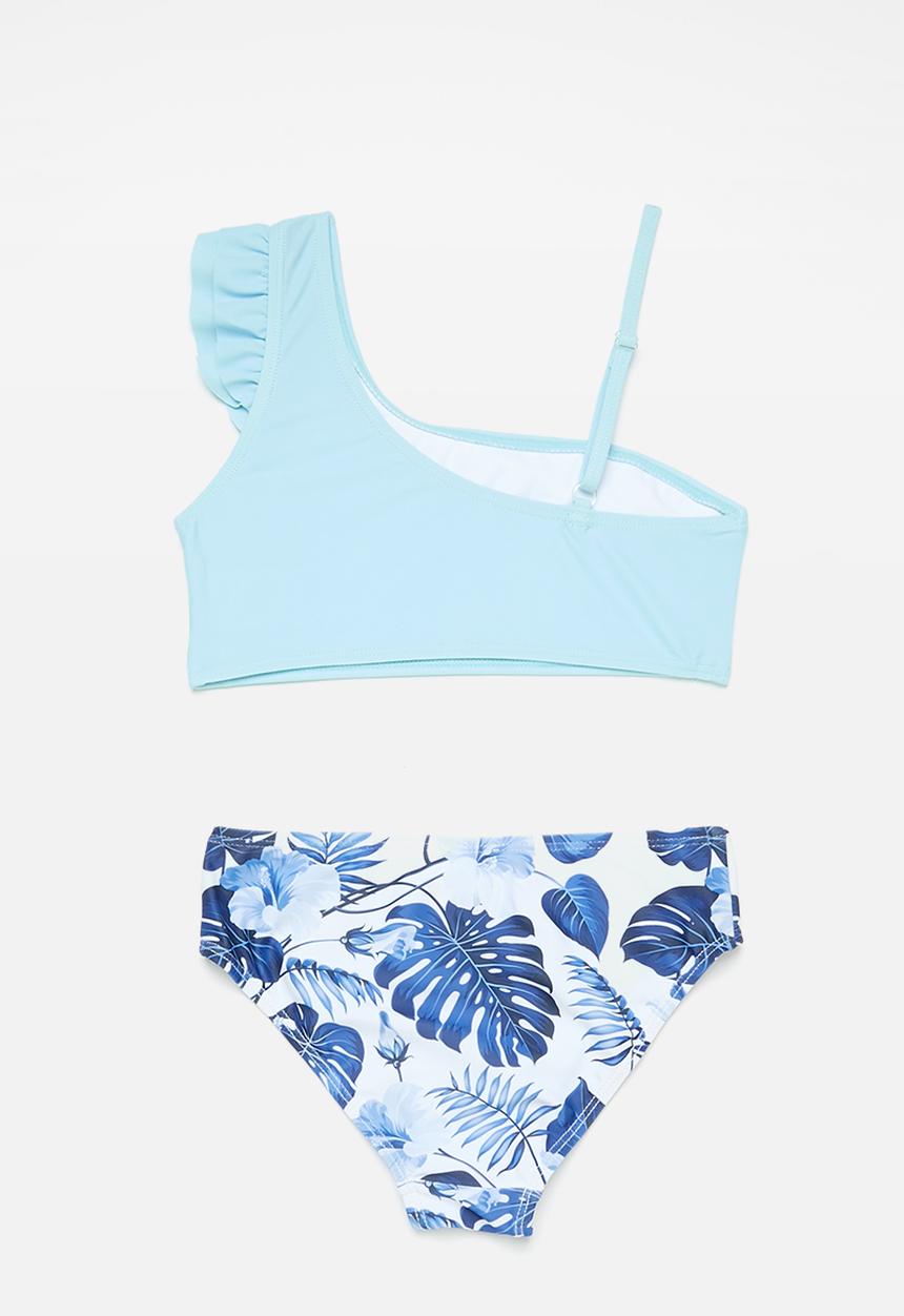 Pop Candy - Frilled one shoulder bikini set - blue
